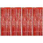 Propsicle 4 pcs 4ftx6ft Red Metallic Tinsel Fringe Foil Curtains, Christmas, Anniversary, Birthday, Bachelorette, Baby Shower Party
