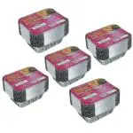 Freshee 125pcs Pack of 5 x 25 each Aluminium Silver Foil Container 450ml Extra Strong with Lid for Kitchen, Food Storage, Parcel
