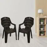 Nilkamal 2230 Plastic Midback With Arm Chair |Home| Dining Room|Bedroom| Kitchen| Living Room||Garden|Hallway|Restaurant|Office|Outdoor|Dust Free |100% Polypropylene Stackable Chairs|Season Rust Brown|Set Of 2