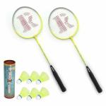 SUNLEY Nexta Badminton Steel Racket (Set of 2) with 6 Piece Nylon Shuttle.