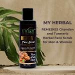 UVISH MY HERBAL REMEDIES CHANDAN AND TURMERIC HERBAL FACE SCRUB FOR MEN & WOMEN | ALL SKIN TYPES | DEEP CLEANSING EXFOLIATION (100ML)