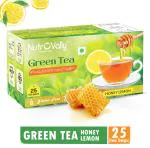 NutroVally Lemon Honey Flavored Green Tea | Premium & Detox Refreshing Tea | 100% Natural Green Tea Bags -25 Bags
