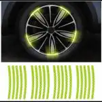 CARIZO 3D VIEW Reflective Wheel Tire Rims Stripes Stickers (Pack of 20, Yellow) Decals Exterior Accessories Compatible with Tata Harrier