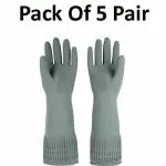 NEW INDIA FIRE TECH Cleaning Wrinkle Glove for Home cleaning Utensils cleaning Bathroom cleaning Gardening, Grey pack of 5 pair