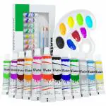 ABOUT SPACE Watercolor Paint Set - (12 colors x 12 ml) Multicolour Non-Toxic Paint Tubes with Mixing Palette & 4 Brushes for Artists, Beginners - Kit for Art & Craft, Drawing, Canvas, Painting, Poster