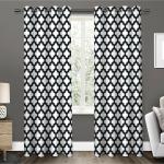 Amazures White and Black Color Design 3D Digital Printed Polyester Eyelet Shilhouette Curtain - 4 x 5 feet