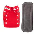 Mopslik - Baby Reusable Adjustable Washable Cloth Diaper With 5 Layered Soaking Insert - Red