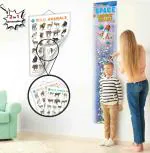 GOWOO 2 IN 1 WILD AND FARM ANIMALS & PETS and SPACE HEIGHT CHART | Set of 2 chart 1 Educational + 1 Height Chart | Exciting and Interactive Combo of Wild and Farm Animals & Pets with Space Height Chart