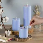 AromaticFables- Ocean Breeze Scented Set of 3 Light Blue Pillar Candles