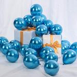 Pmw - Metallic Chrome Blue Balloons - 12 Inch Helium Shiny Thicken Latex Balloons for Party Decorations , Birthday - Pack of 50