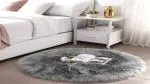 Vivify luxe Luxury Fluffy Anti Skid Area Rugs Furry Rug for Bedroom Faux Fur Sheepskin Nursery Rugs Fur Carpet for Kids Room Living Room Home Decor Floor Mat Round 3 x 3 Fit
