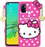 UNILORD Oppo A53 2020 Pink Rubber Screen Protector 3D Cute Hello Kitty Back Case Cover