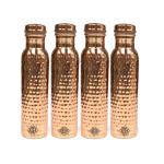 ZS Impex Yoga Water Bottle, Pure Copper Handmade, 1000 ML, Joint Free, Leak Proof, Travel Purpose and for Ayurvedic Health Benefits, Combo - Set of 4