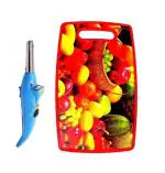 First Front Dolphine Shape Electric Gas Lighter With Plastic Oval Chopping Board and Multicolour, Pack of 2