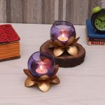 Amaya Decors Purple Iron Cup Tealight Holder Set (Pack of 2)