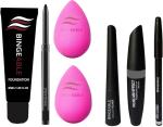 BINGEABLE...ENJOY THE DIFFERENCE Foundation Kajal With 2 Powder Puff And Eyeliner Mascara Eyebrow Pencil (Set Of 7)