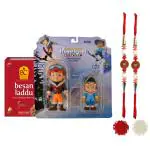 Bhikharam Chandmal - Rakhi | Simple Bhaiya Rakhi | Besan Laddu | Chota Bheem & Raju Action Figure | Raksha Bandhan Gift