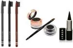 Lenon Beauty Black, Grey, Brown Eye Brown Pencil With Eyebrow & Gel Eyeliner & Kajal (6 Items in the set)
