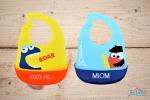 The Little Lookers Yellow & Sky Blue Silicone Adjustable Strap Feeding Bib (Pack of 2)