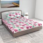 Divine Casa Rose Pink Cotton 144 TC Floral Bedsheet For King Bed With 2 Pillow Cover Super Soft - 270 x 270