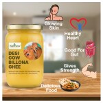 Nutrifarms Pure Ghee Cow Billona Cow Ghee For Gives Strength | Bilona Ghee Good For Gut | Desi Ghee For Delicious Food | Cow Ghee Bilona Method For Healthy Heart | Cow Desi Ghee | Pure Desi Ghee 1 L