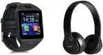 LOPAZ DZ09 Black Touchscreen Smartwatch With P47 Bluetooth Headphone(Combo Of 2)