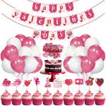 Zyozique Happy Valentine’s Day Decoration Combo, Valentine’s Day Banner,Cake Topper, Cup Cake Topper and Balloon for Valentine’s Day Party Decorations, Wedding Anniversary Party Decorations, Photo Prop (Set of 37)