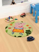 Saral Home Easy Living Green Microfiber Peppa Pig Round Mat 60x60 cm