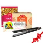 Bkaji Aslee Bikaneri & Roots - Anjeer Burfi 250 Gm | Mastkin 350 Gm | Hair Straightener HSS1 | Greeting Card