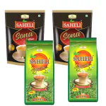 Sona Tea 500g & Supreme Tea 500g Premium Assam Tea With Aromatic Long Leaves, Rich & Aromatic Chai, Strong Black Tea For Chai Lovers, 250 Gram Pack Of 4