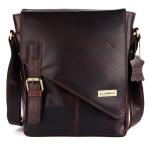 LANDMINE Cross body Genuine Leather Dark Brown Men Sling Bag | Messenger bag | Shoulder Bag - Travel Bag with Adjustable Strap