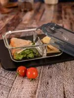 Goodhomes Glass storage box with partition and Air tight Lid