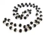 VIBRANCE Natural Black Rudraksha Mala with Silver Cap for Pooja and Jaap (Black)
