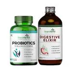 Simply Herbal Ayurvedic Digestive Elixir Syrup Tonic Supplement & Probiotics Capsules 25 Billion CFU Strains Supplement complete Digestion Body Relief Health, for Men & Women