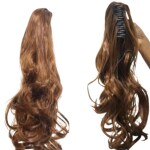 Thicklengths Women's Synthetic Wavy/Pony tail Hair Extension With Small Clip Or Clutcher For Girls & Women 20 Inch Long (Light Brown)