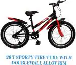 Foxglove F6 20.240 D-W Alloy Rim Candy Red Tyre Tube For 5 Plus Age 90 Percent Fitted 20 T Road Cycle, Single Speed (Black)