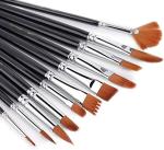 ECLET Watercolour Black Painting Brushes Set (Pack of 12)