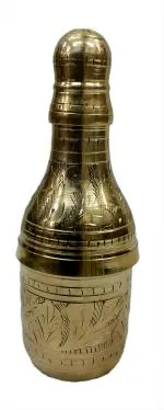 Kalarambh Bharat Haat Yellow Brass Mukhwas Bottle Handicraft Art 6 x 6 x 16 cm