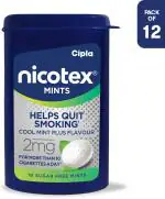 Cipla Nicotex Mints, Nicotine 2Mg Sugar Free Lozenges (12X 10Pcs), Cool Mint Plus, Smoking Cessations (Pack Of 12)