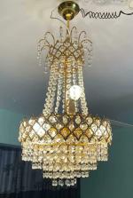 SHRI MAHAL ANTIQUES Round Crystal Big size Jhhomar Incandescent Chandelier Light for Living Room