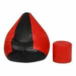 OHSTORE BRANDED BEAN BAG COVER/LUXURY BEAN BAG COVER FOR LIVING ROOM(SIZES AVAILABLE XXL,XXXL,JUMBO IN STOCK) FOR COMFORTABLE SITTING | PIECE OF 1 | COLOR-RED AND BLACK | SIZE-JUMBO