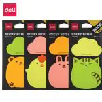 Deli EA55002 Sticky Notes, 2 X 20 Sheets, 80 gm, 76 X 76 mm, Assorted, Pack of 4