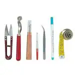 M Fabrics Tailoring Tools Combo (Thread Cutter, Tracing Wheel, Seam Ripper Big, Curved Tweezers, Water Erasable Pen, Measuring Tape) - Pack of 7 (Multicolor) - Sewing Starter Kit