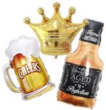 Toyxe Multicolor Aluminium Crown, Cheer Mug, Aged To Perfection Bottle Foil Balloons