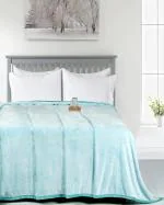 Vas Collections Ultrasoft Flannel Blanket With Double Tone Weave | 300 GSM Supersoft,Warm,Lightweight & Decorative | Double-90*90 Inches-Aqua