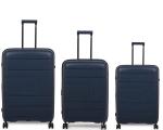 it luggage Eco-Tough Polypropylene Bio Degradable Hardsided Fashion Luggage Suitcase Expandable 8 Wheel Trolley 15-2899-08 Large-Medium-Small Blue Set of 3-54.5-66.2-77 cms