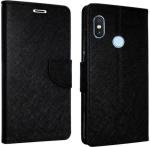 AUTOCASE Xiaomi MiA2 Black Artificial Leather, Cloth and Rubber Grip Case Mobile Flip Cover
