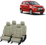 AUTO-SAFE Black, Silver PU Leather Car Seat Cover for Maruti Alto 800 Pack of 4