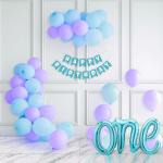 SPECIALYOU.IN Pastel Balloons 1st Birthday Decoration items for girls, boys with one foil balloon for first birthday party, blue and purple balloons-54 Items