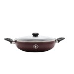 AMERICAN IBEX Non Stick KADAI with 240MM with Glass LID Red